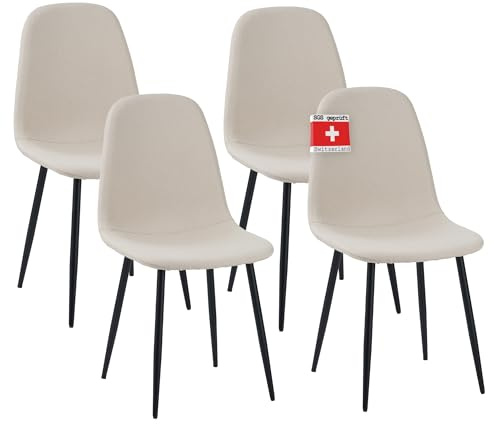 ALBATROS Esszimmerstuhl BARI | 4er Set Beige | Komfortabler Küchenstuhl für modernes und stilvolles einrichten Designer Esstisch Stühle | Esszimmer Stuhl Polsterstuhl | Belastbarkeit 110kg