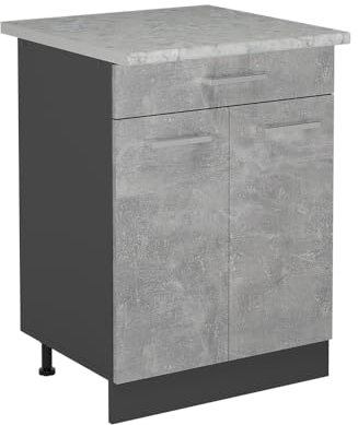 Vicco Küchenunterschrank R-Line, Schubladenschrank für die Küche, Beton, 60 cm AP Marmor