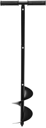 YiAndeli Handbohrer Pfosten Erdbohrer, Manuell T-förmig Gartenloch Grabungsbohrer, Erdbohrer Für Lockere Böden Und Gartensande Black,1