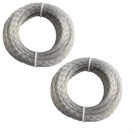 Filo per decespugliatore, resistente, rotondo, in acciaio, 2,0-3,0 mm x 15 m (30 m) per decespugliatori con copertura in nylon (15 m x 2 mm x 2 pezzi)