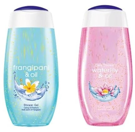 Frangipani & Oi.l + Waterlily & Oi.l Shower Gel Combo – 2 x 250ml | Nourishing Shower Gel with Oi.l Pearls | Exotic Fragrances | Clean, Healthy & Moisturized Skin