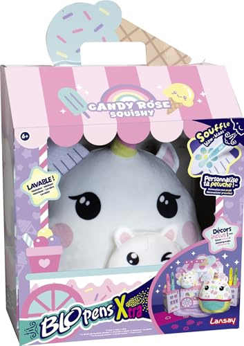 Lansay - Blopens X-Tra Candy Rose Squishy - Loisir Créatif - Dès 5 Ans | Peluche à Colorier - Feutres Souffleurs et Pochoirs Assortis Inclus - Se Nettoie et Se Redécore - Format Compact à Emporter