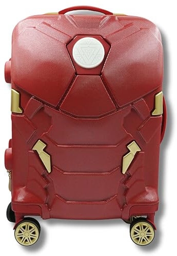 FUTURE FOUNDERS Marvel Iron Man Cabin Luggage 22” | LED Light Carry-On Suitcase | Hard-Shell Spinner Wheels, Lightweight ABS, Secure TSA Lock | Airline Approved | Travel Bag for Kids & Adults
