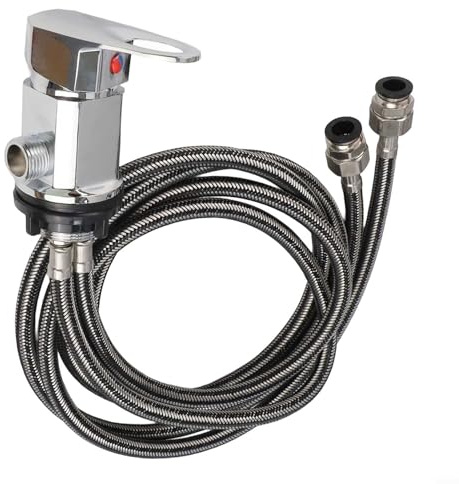Bulevisiter Robinet mitigeur de douche pour camping-car avec raccord de 5,1 cm et tuyau de 1500 mm pour une longue durée de vie en alliage de zinc et acier inoxydable à poignée unique (noir)