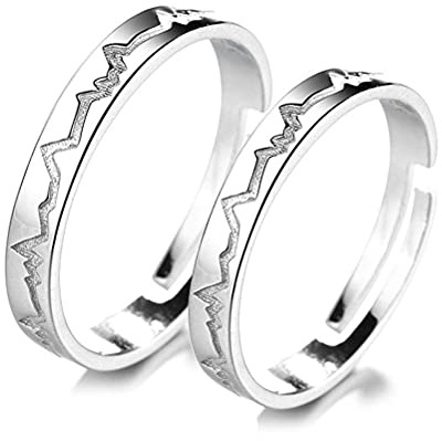 LMRJHAZ Sterling Silber Open Finger Ring S925 Sterling Silber EKG Paar Ring Einfache Persönlichkeit
