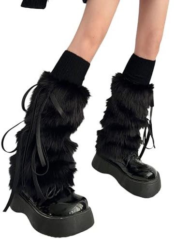 LYSINK Women's Faux Fur Leg Warmers Winter Warm Accessory Costume | Y2k Furry Boot Covers | Fashion Party Costumes