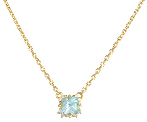 RDSGYZ Gold Kette Damen 585 Echtgold, Halskette mit Topas und Diamant Anhänger Charms mit Kette Gold 45CM