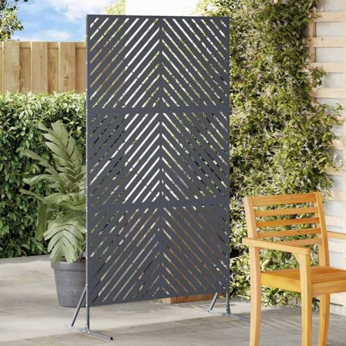 Mokuyary Sichtschutzmatte, Anthrazit, 100 x 50 x 180 cm, Stahl, schützt vor Sonne oder Wind, Sichtschutz für Garten, Balkon, Terrasse -C
