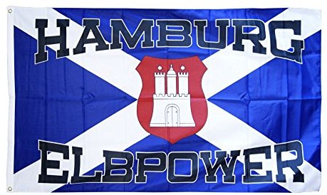 Flaggenfritze Fahne/Flagge Hamburg Elbpower + gratis Sticker