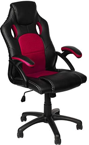 Panorama24 Gamer Stuhl Gaming Schreibtischstuhl Chefsessel Bürostuhl Ergonomisch, Weinrot, 9 Farbvarianten, gepolsterte Armlehnen, Wippmechanik, belastbar bis 150 kg, Lift TÜV geprüft