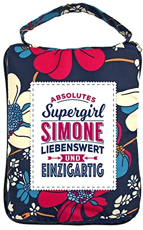 History & Heraldry Design Top Lady Tasche: SIMONE/Einkaufstasche, Strandtasche, Sporttasche, Blumenmuster/vielseitig, praktisch, personalisiert mit Name und Spruch