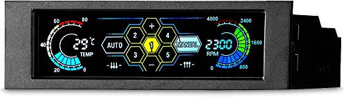 5.25 5 Channel Touchscreen Fan Controller Temperature Monitor Automatic Speed Control Cooler LCD Front Panel