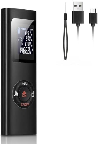 Laser Entfernungsmesser, IPSXP 60M 196Ft USB Aufladbar Laser Digital Distanzmessgerät, Tragbares Distanzmesser mit LCD Hintergrundbeleuchtung, Messbereich 0,05-60m, Messgenauigkeit ±2mm, mit Tragseil