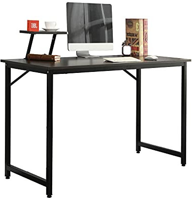DlandHome Table Bureau Informatique Industriel 100cm Bureau Simple avec Un Support Table d'étude/d'écriture Bureau Informatique d'Ordinateur pour Maison/Bureau Noir