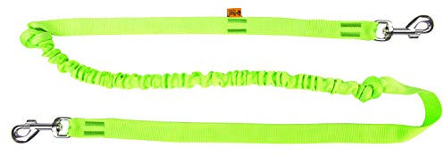 Dingo Canicross Leine mit Stoßdämpfer, 2 Karabinerhaken, leicht, Zugabsorption, anbringbare Leine zum Laufen, Sport, Joggen, Training, Polyamid, handgefertigt, Grün 14698-2