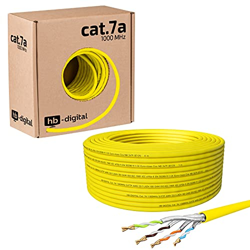 HB-DIGITAL, cavo di rete, cat.7A, LAN, di installazione AWG 23/1, in rame, professionale S/FTP, PIMF, LSZH, senza alogeni, approvato RoHS, Ethernet, cavo dati, 10 Gbit, 1000 MHz