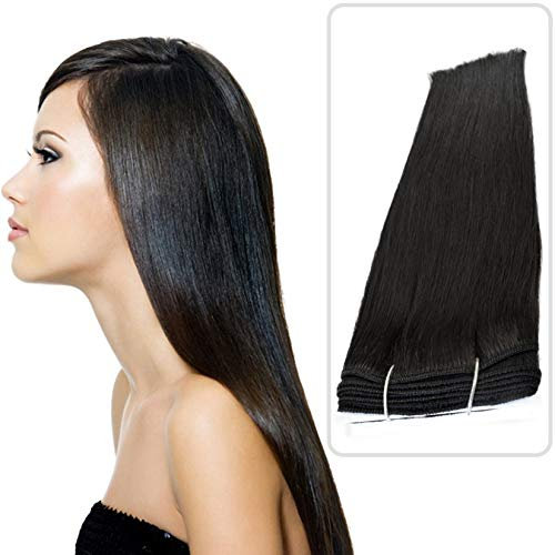 100g -12 14 16 18 20 22 24 26- Full Head Remy Human Hair Weaves/wefts for Sew in or Glue in- Grade AAA-Multi-Colours (12, 1B Natural Black)