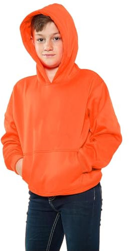 A2Z 4 Kids Girls Boys Plain Sweatshirt Tie Dye Pullover - Plain Sweat Hoodie Neon Orange 9-10