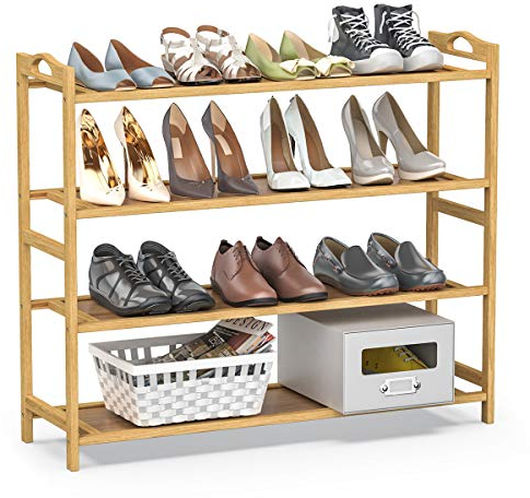 Lesfit Schuhregal Holz 4 Ebenen, 79 x 67 x 24 cm