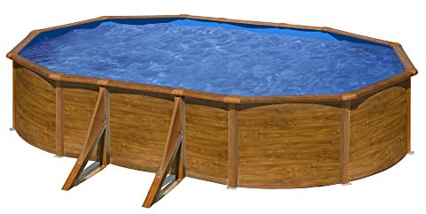 Kit Piscine Hors-Sol Pacific Acier décor Bois Ovale 610 x 375 x h120 cm