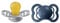 BIBS Supreme Schnuller 2er-Pack, BPA-frei, Symmetrischer Nippel. Naturkautschuk/Latex, Hergestellt in Dänemark. 0-6 Monate (2er Pack), Cloud/Steel Blue