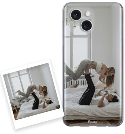 P Pevita iPhone 13 Hülle personalisiert mit Foto. Handyhülle aus Silikon selbst gestalten iPhone 13. Geschenke personalisiert für Frauen, Mann, Kinder,Valentinstag, Weihnachten