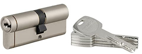Cylindre de Serrure 40x45mm TRANSIT 1 - Système de Sécurité Finition Nickel - Usage Porte d'Entrée - Fabriqué en France - Livré avec 4 Clés Plates Réversibles - Garanti 10 Ans - THIRARD