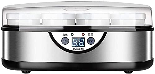 Yoghurt Maker,Electric Automatic Digital Yogurt Maker with-Free Glass Jars and Lids,Time Temperature Control Display and Stainless Steel Design for Home Use
