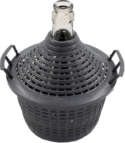 WYSKONT Gärballon mit Kunststoffkorb, Glasballon, Gallone, Weinballon, Weinmacher Set, Gärbehälter, Glasflasche für Gärung Weinherstellung, Flasche, Fermentation, Weinballon zubehör, Glasgärballon 5l