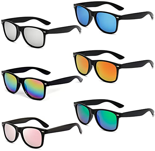 6 Stücke Neon Sonnenbrille Set Herren Unisex Bunte Sonnenbrillen Coole Retro Lustige Brillen Party für Herren Damen