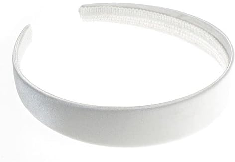 2.5cm (1) White Satin Covered Plastic Alice Band Hair Band Headband No Teeth for Women Girls by Glitz4Girlz