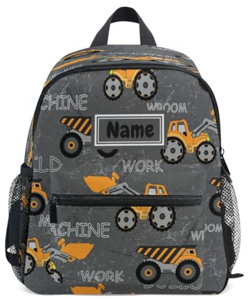 Sac à dos personnalisé pour tout-petit avec motif de camion cartoon pour garçon et fille, sac préscolaire pour enfants, sac à livres personnalisé avec le prénom de l'enfant, #5, One Size, Sac à dos