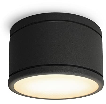 SSC-LUXon CELI-WX Aufbau LED Lampe Bad schwarz mit LED Leuchtmittel warmweiß GX53 230V - Strahler IP44 Deckenspot Badezimmer 3W