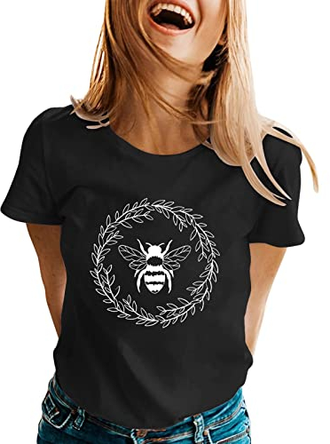 Sport Shirts für Damen Damen Frühling Sommer Bedrucktes Kurzarm-T-Shirt mit O-Ausschnitt Karo Kauer Damen