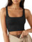 Rongseng Mujer Camiseta sin Mangas Sexy Crop Top Cuello Cuadrado Verano Deportivas Tank Tops Moda Casual Corto Chaleco Básicas Camistas para Gimnasio Entrenamiento