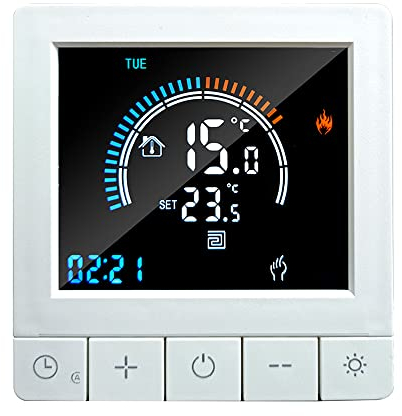 Decdeal Programmable Digital Thermostat with Child Lock WiFi LCD Display NTC Sensor Water Heating Warm Floor Underfloor Temperature Controller Intelligent Wall Thermostat for Home Office Hotel