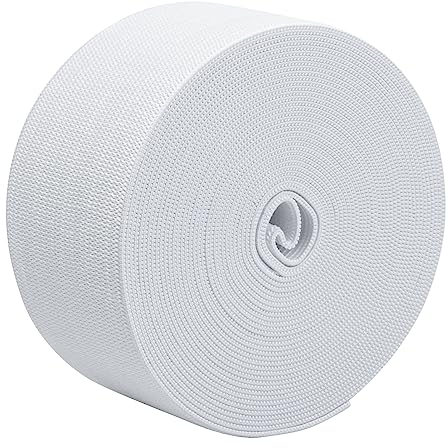 Elastic for Sewing, Wide Flat Elastic Band, 5 Meters & 40mm White Waistband Elastic, Sewing Elastic Band for Sewing Clothing, Garments, Dressmaking, DIY Craft Projects