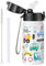 OLDLEY 420ml/14oz Kids Stainless Steel Insulated Water Bottle with Straw for School Reusable Metal Vacuum Small Flask Leakproof Keep Drinks Hot Cold for Boys Girls Toddlers Children (Car, 420ml)