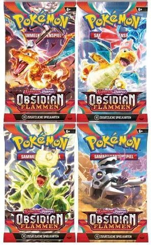 Obsidian Flammen - Booster - DEUTSCH + HeartForCards Versandschutz (4 Booster)