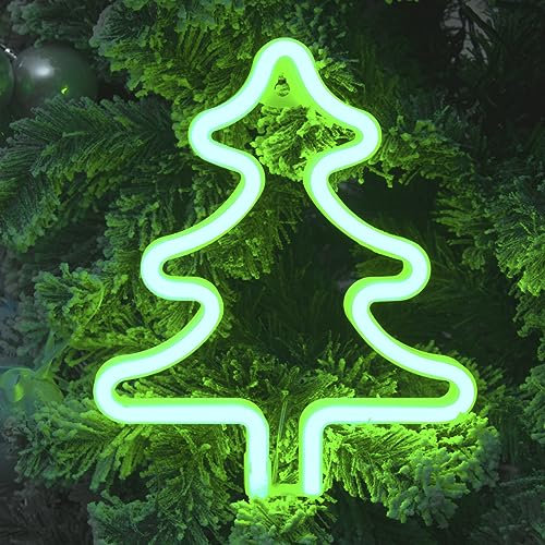 The Christmas Workshop LED Neon Lights/Indoor Light Up Christmas Decoration/Easy Hanging Hook / 6 Hour Timer Function/Battery Powered (Christmas Tree)