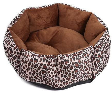 DOTBUY-SHOP Hundebet Rundes Katzenbett, PP Baumwolle Hundekissen, Plüsch-Hundekorb Hundebett Waschbar, für Groß Kleine Hunde, Katzen und Andere Haustiere (L,Brauner Leopard)