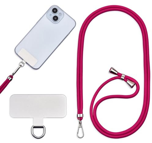 Cordon Para Movil Correa Movil Universal,Pegatinas Metálicas Para Teléfonos Móviles, Cuerdas Ajustables, Tirantes O Tirantes Para Liberar Las Manos. (Rojo)