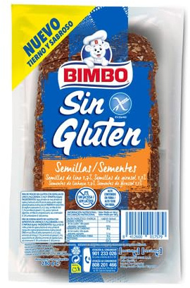 ( Pack 4 Unidades ) Pan de molde SIN GLUTEN , BIMBO 280 g. (PAN CON SEMILLAS)