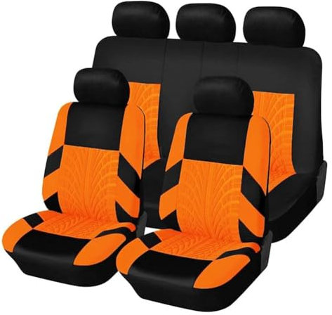 Ashild Auto Sitzbezüge Sets für Dacia Sandero Stepway 3.GEN 2.Gen 2012-2025, Stoff Autositzbezüge Schonbezüge Sitzbezug Sitzschoner Vorne Und Hinten Atmungsaktiv Zubehör,G/Orange