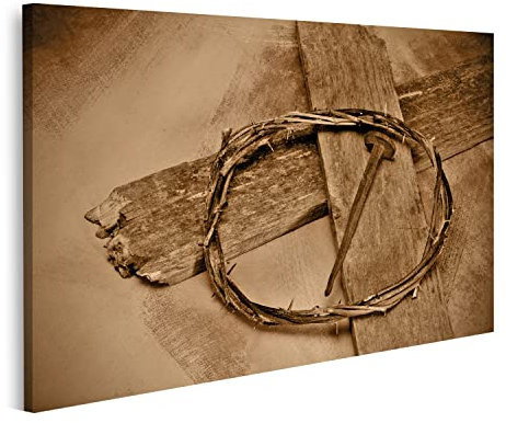 islandburner Prime Bild auf Leinwand Jesus Christus Kreuz Nagelkrone Dornen Religion Glaube Bilder Wandbilder Poster