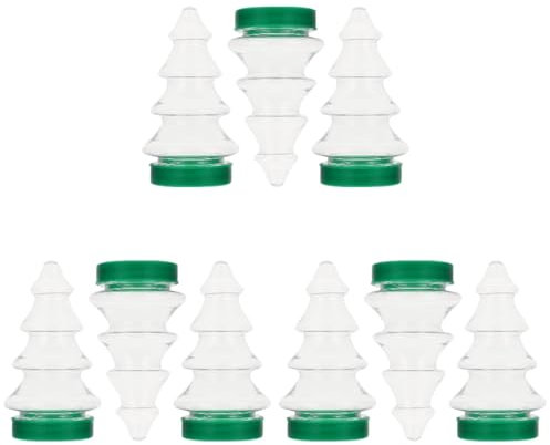 Ciieeo 9 Pcs Candy Bottle Xmas Sugar Container Christmas Candle Tins Bottles Plastic Cookie Jar Christmas Tree Hanging Ornaments Candy Jar Coffee Bean Storage Pet Plastic Jar Biscuit