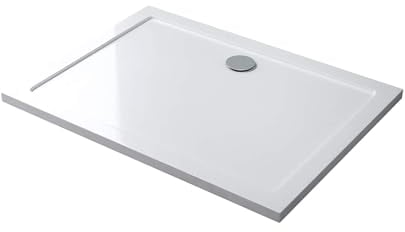 Mai & Mai Receveur de douche 80 x 140 x 4 cm en acrylique Faro de qualité supérieure, blanc, forme : rectangulaire