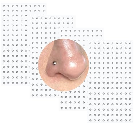 VFUN 4 Sheets 160pcs Adhesive Face Jewelry - Non-Piercing Fake Nose Studs, Eyebrow, Lip Labret Studs