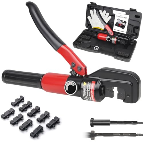 Toscoco Verbesserte hydraulische Crimpzange für 1/8 Zoll 3/16 Zoll Edelstahl-Kabelgeländer-Kits, Handhydraulische Crimpzange mit Rückholfeder, verstärktem, unzerbrechlichem Kopf und 9 Paar