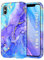 CASEFIV Compatible with iPhone Xs Max Case,Marble Pattern 3 in 1 Heavy Duty Shockproof Full Body Rugged Hard PC+Soft Silicone Drop Protective Women Girls Cover for iPhone Xs Max, Blue Purple